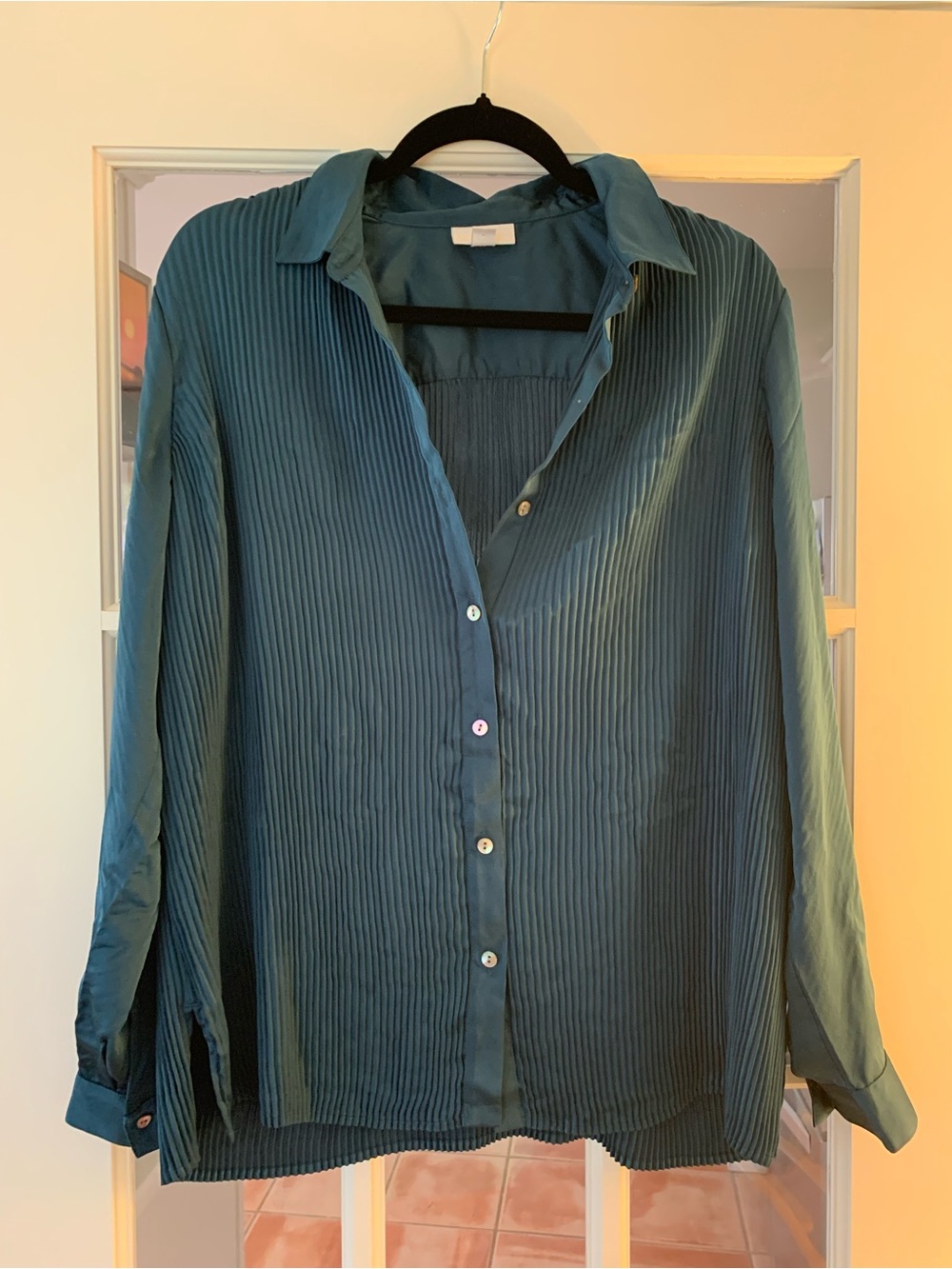 J.Jill real Pleated Button-Up Shirt size M